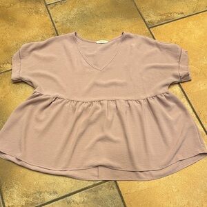 Gibson Mauve Peplum V-Neck Blouse